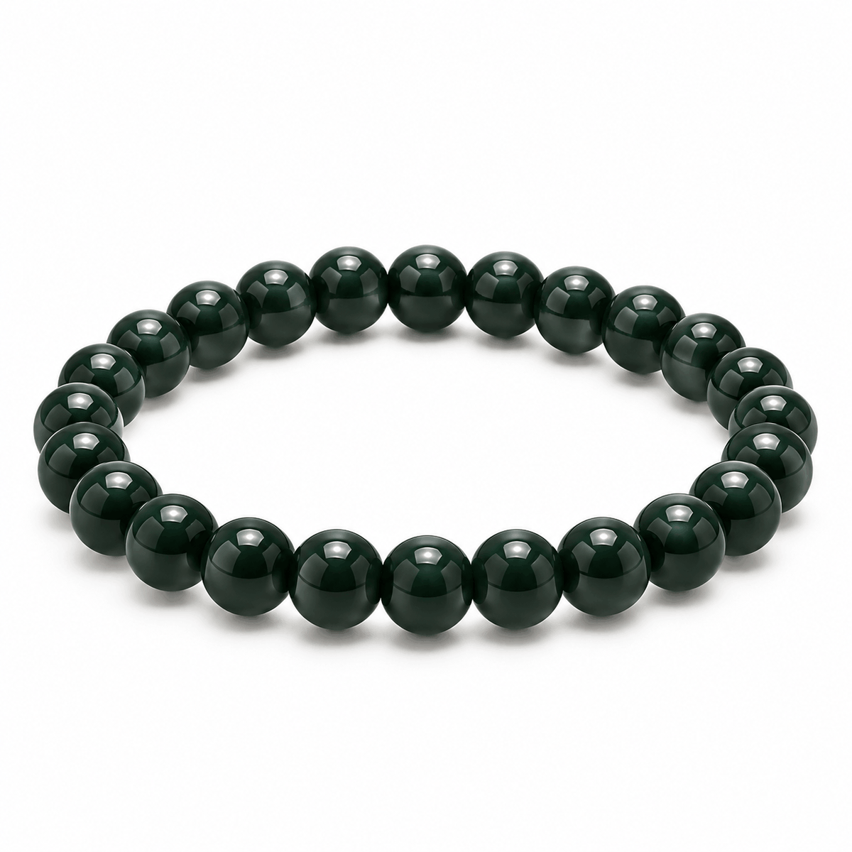 Essential herenarmband met glanzende donkergroene kralen