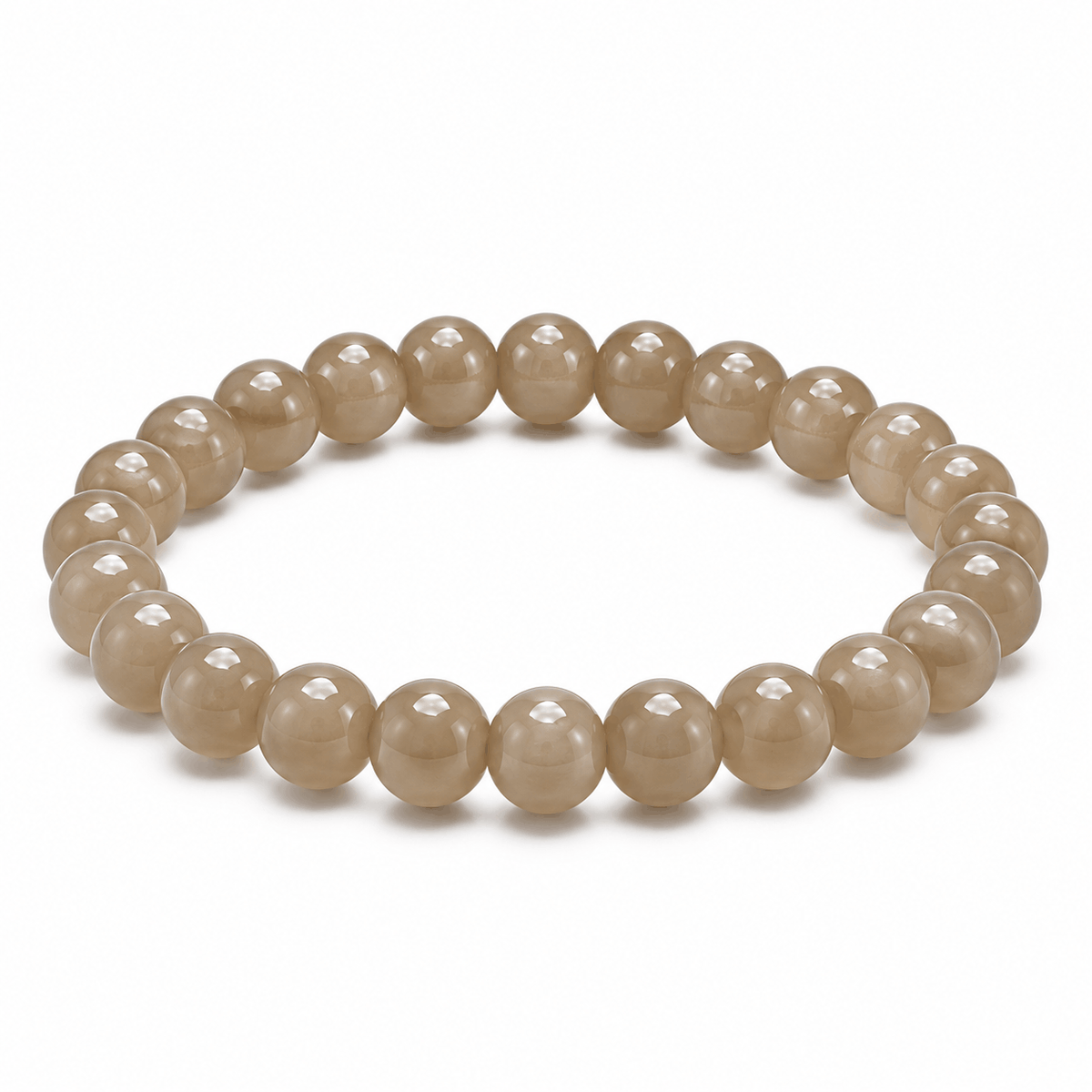 Essential herenarmband met glanzende sand-taupe kralen