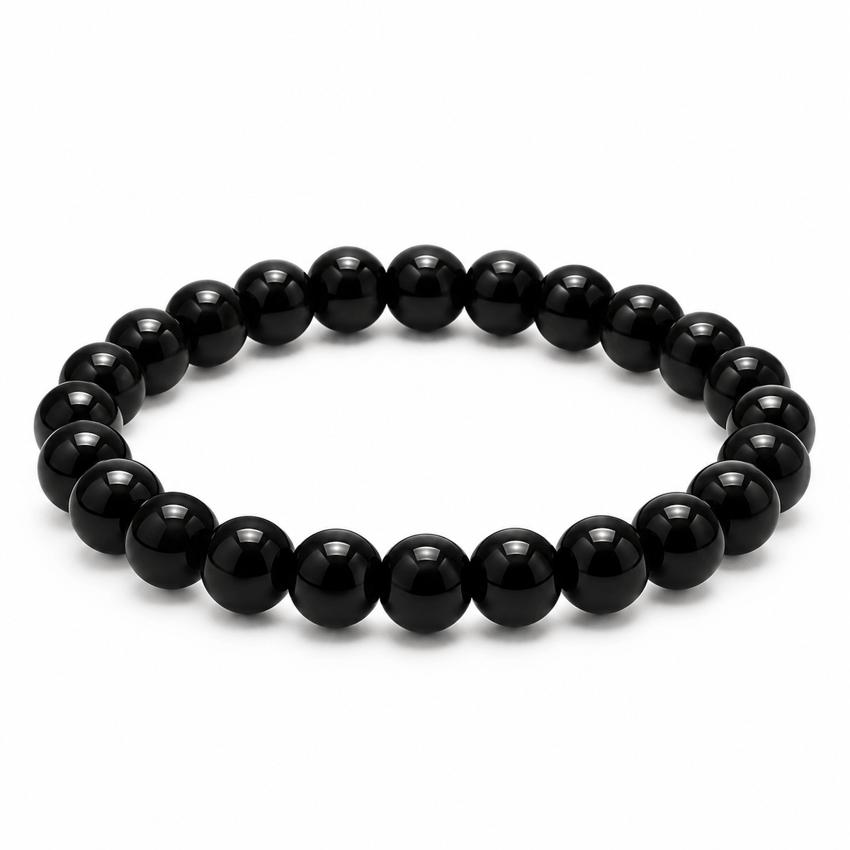 Essential herenarmband met glanzende zwarte kralen