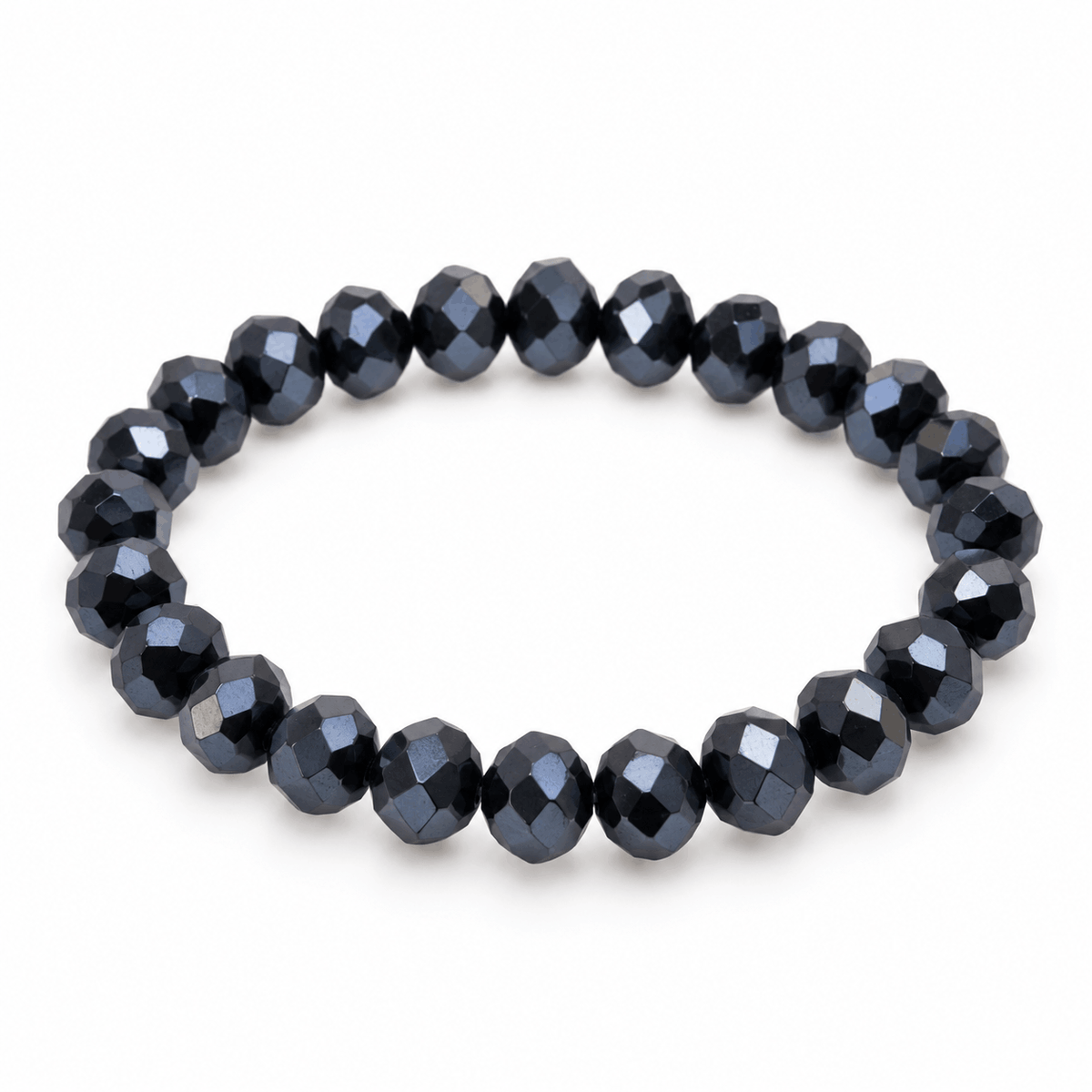 Donkerblauwe armband met gefacetteerde kralen van Hippe Kraal