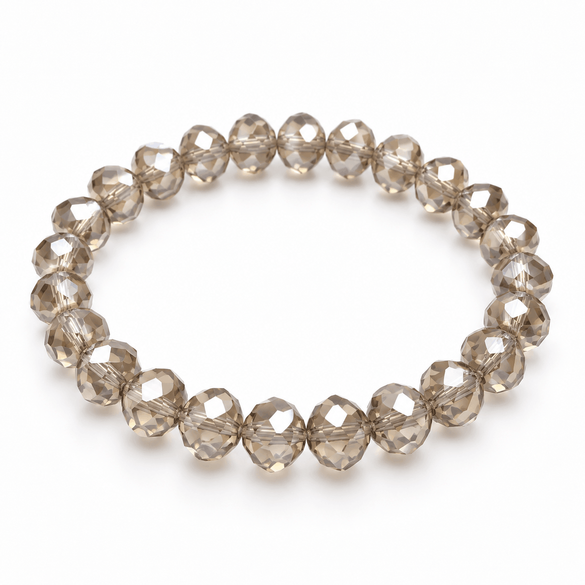 Champagnekleurige armband met gefacetteerde kralen van Hippe Kraal