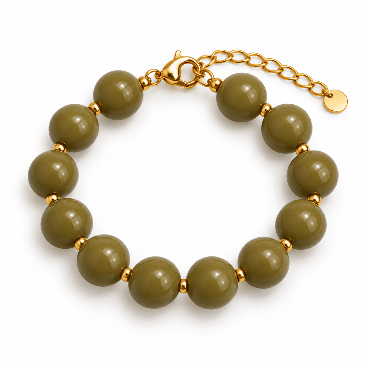 Groene kralenarmband met goudkleurige sluiting van Hippe Kraal