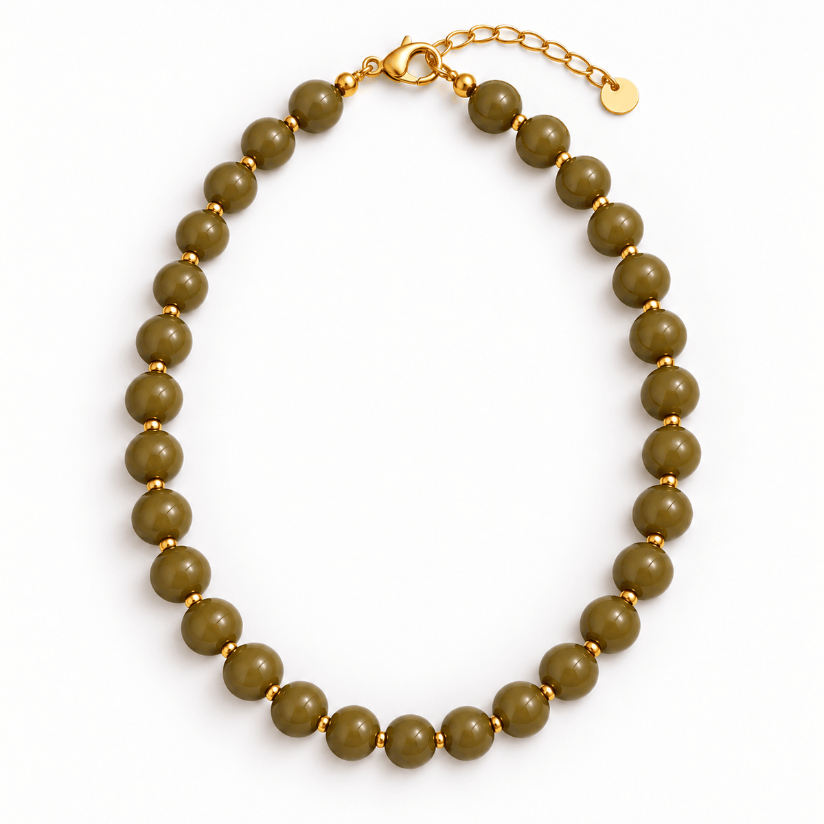 Groene kralenketting met goudkleurige sluiting van Hippe Kraal