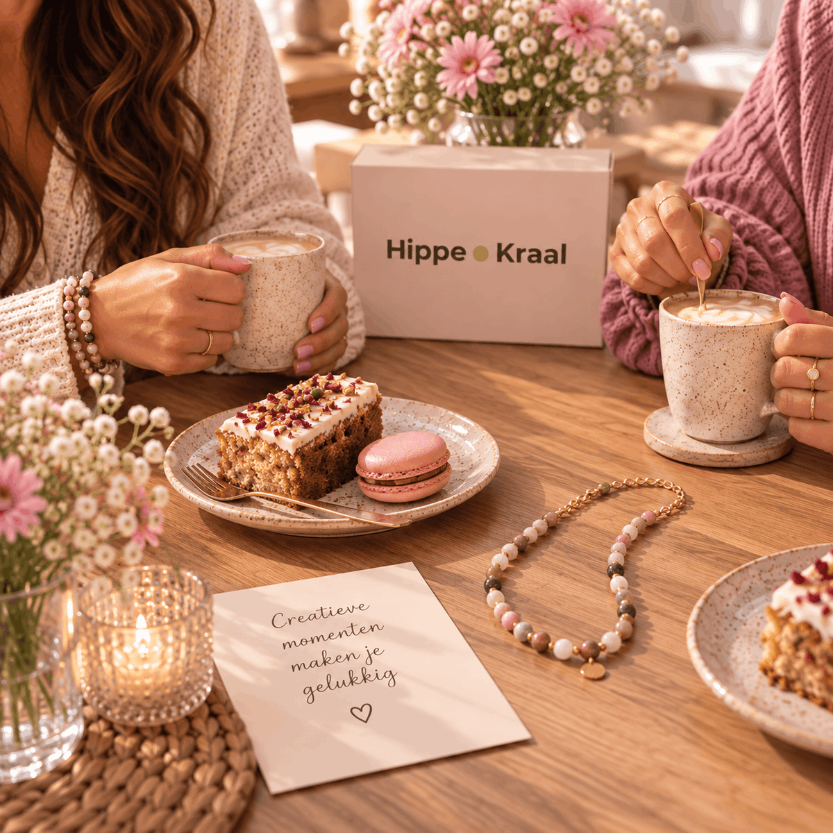 Gezellig beginnen met koffie en iets lekkers tijdens een workshop van Hippe Kraal