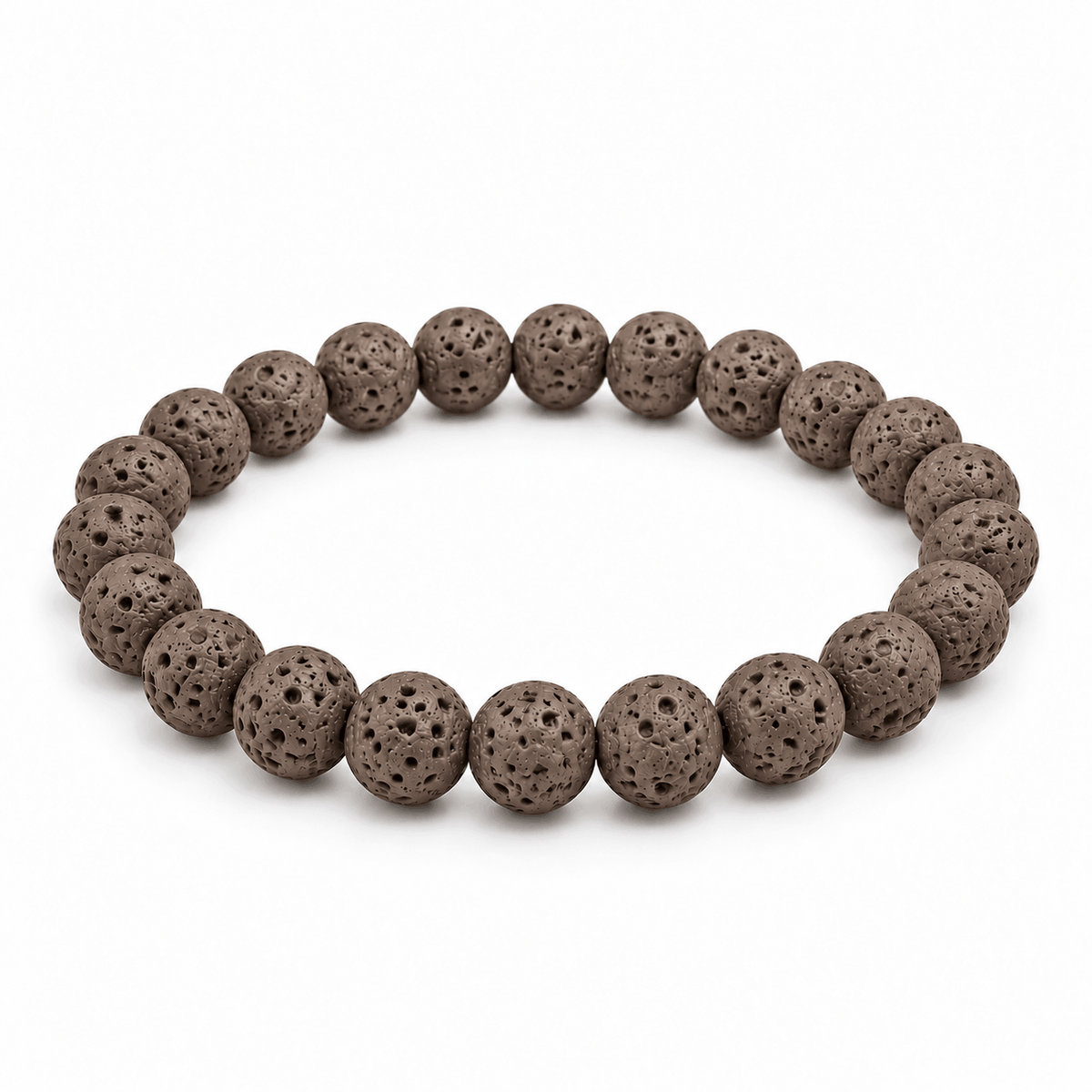 Taupe herenarmband van matte lavasteen kralen