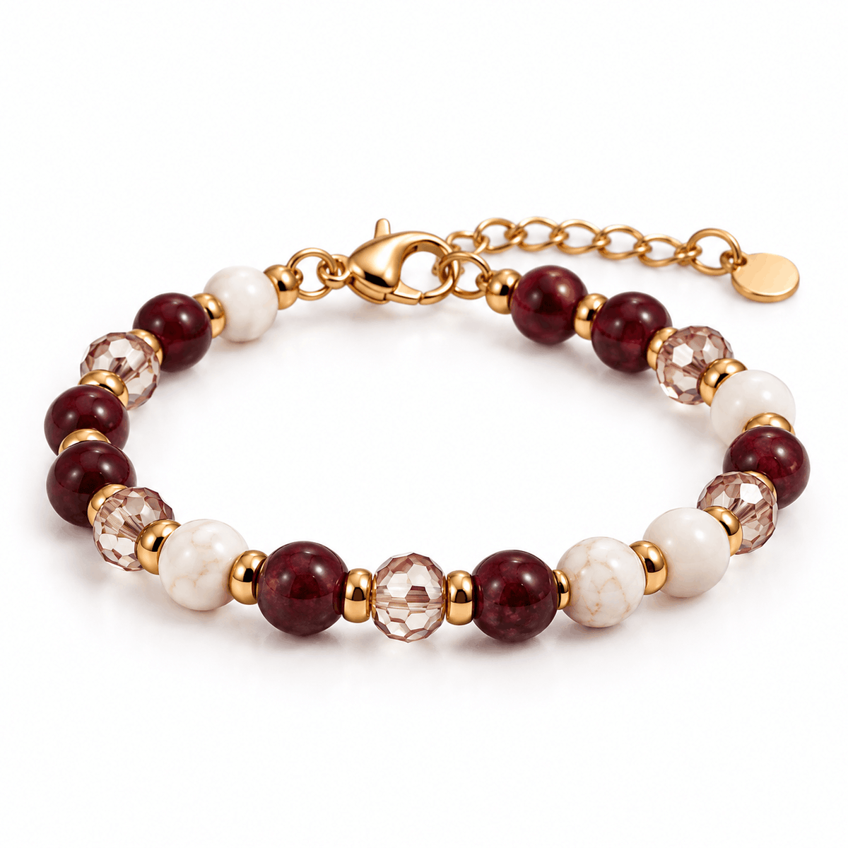 Burgundy kralenarmband met sluiting