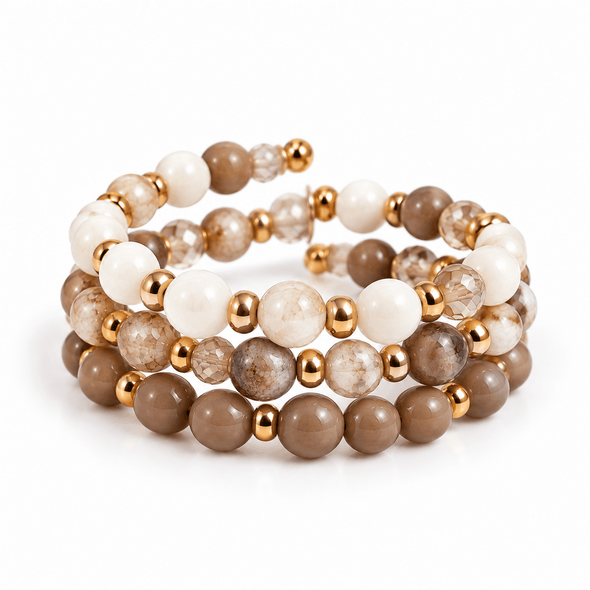 Bruine wikkelarmband met kralen