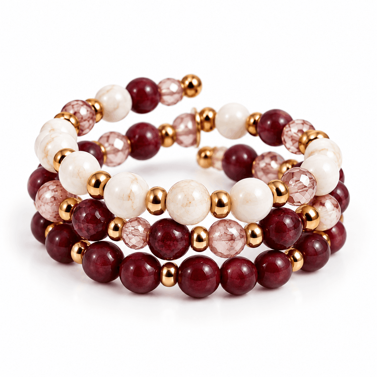 Burgundy wikkelarmband met kralen