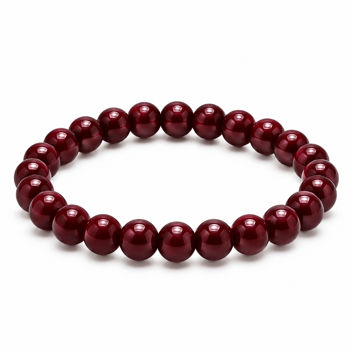 Essential herenarmband met glanzende burgundy kralen
