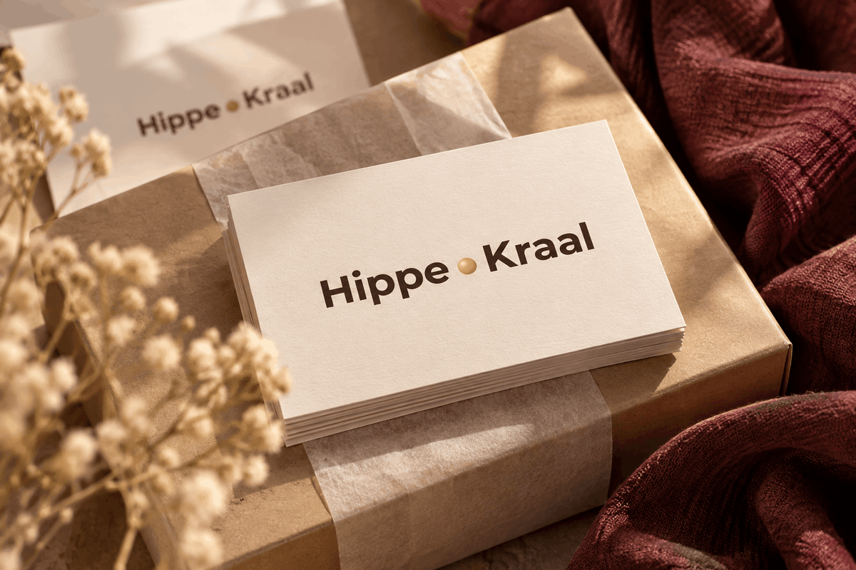 Hippe Kraal logo op drukwerk en verpakkingsmateriaal