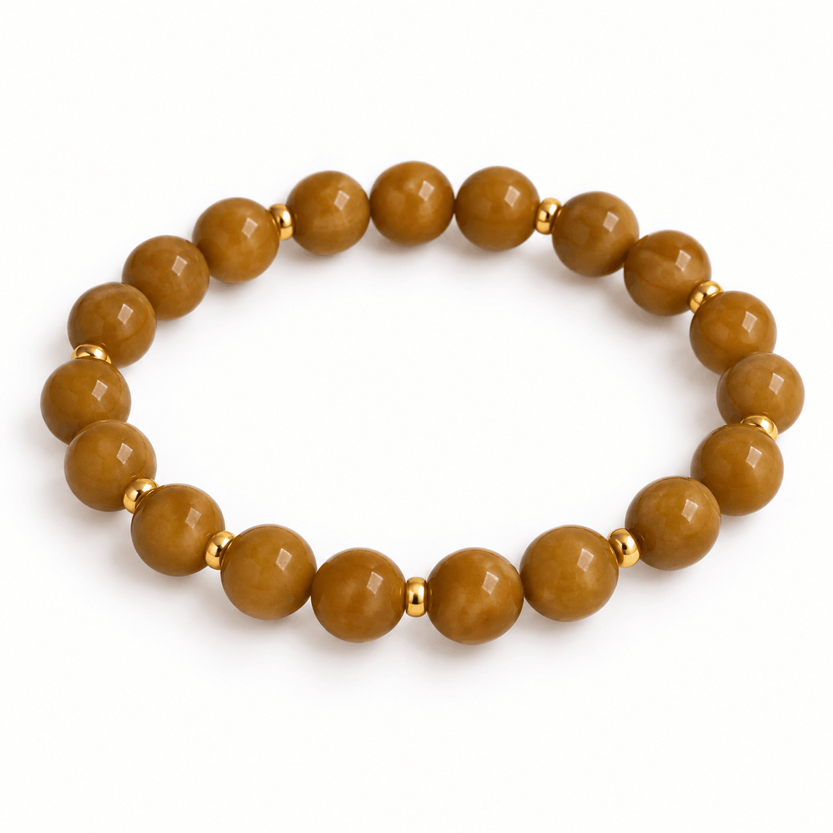 Karamelkleurige natuurstenen kralenarmband van Hippe Kraal