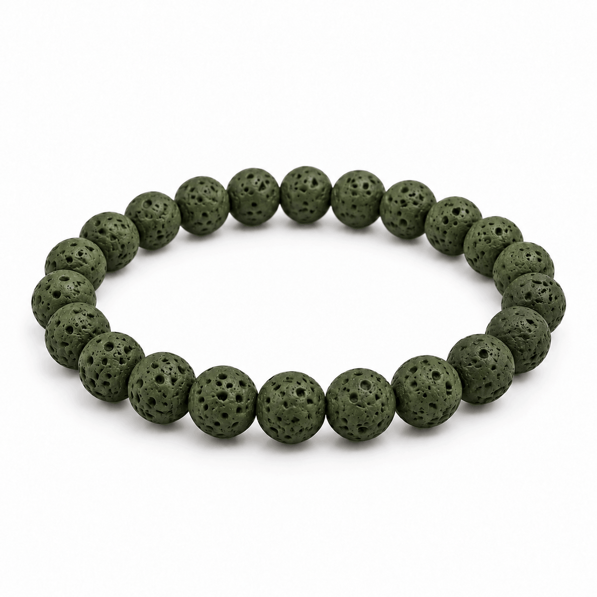 Lava herenarmband met groene lavasteen kralen