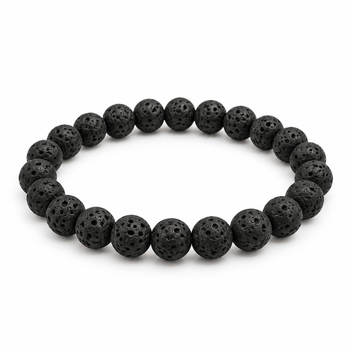 Zwarte herenarmband van matte lavasteen kralen