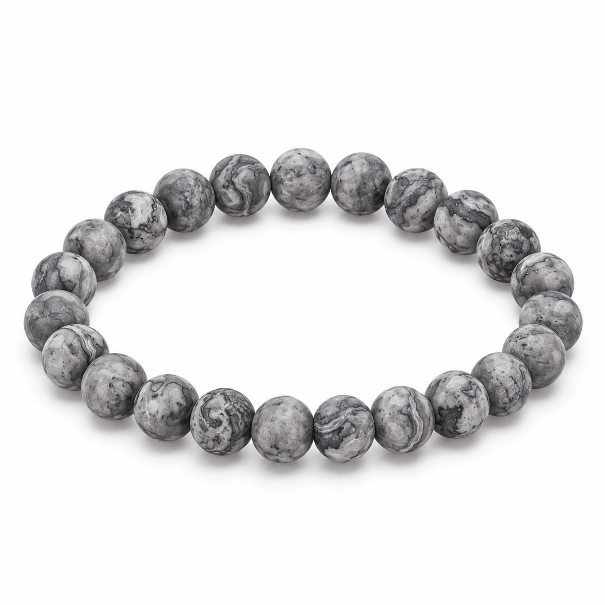 Donkergrijze Natural herenarmband van matte natuursteen
