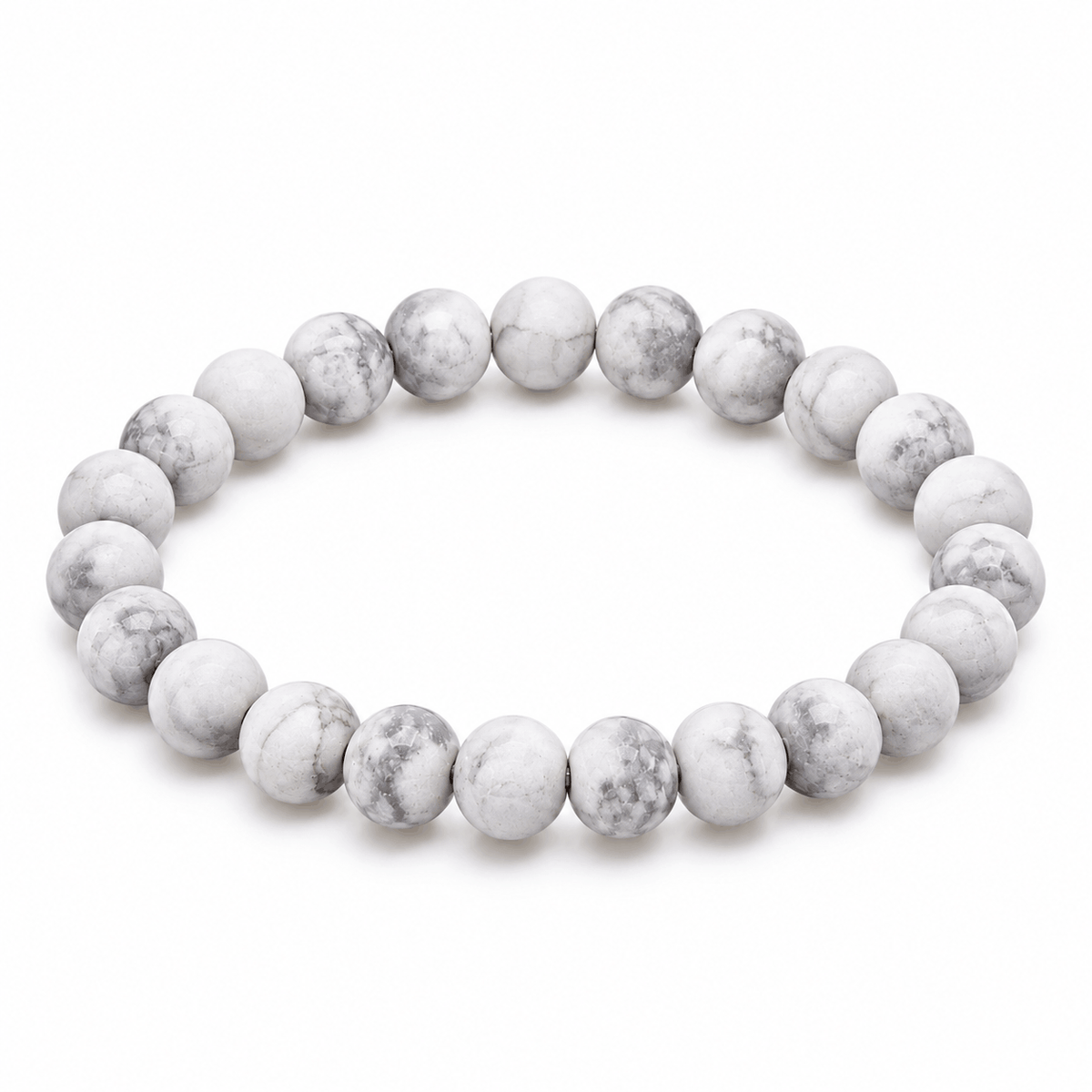 Wit-lichtgrijze Natural herenarmband van matte natuursteen