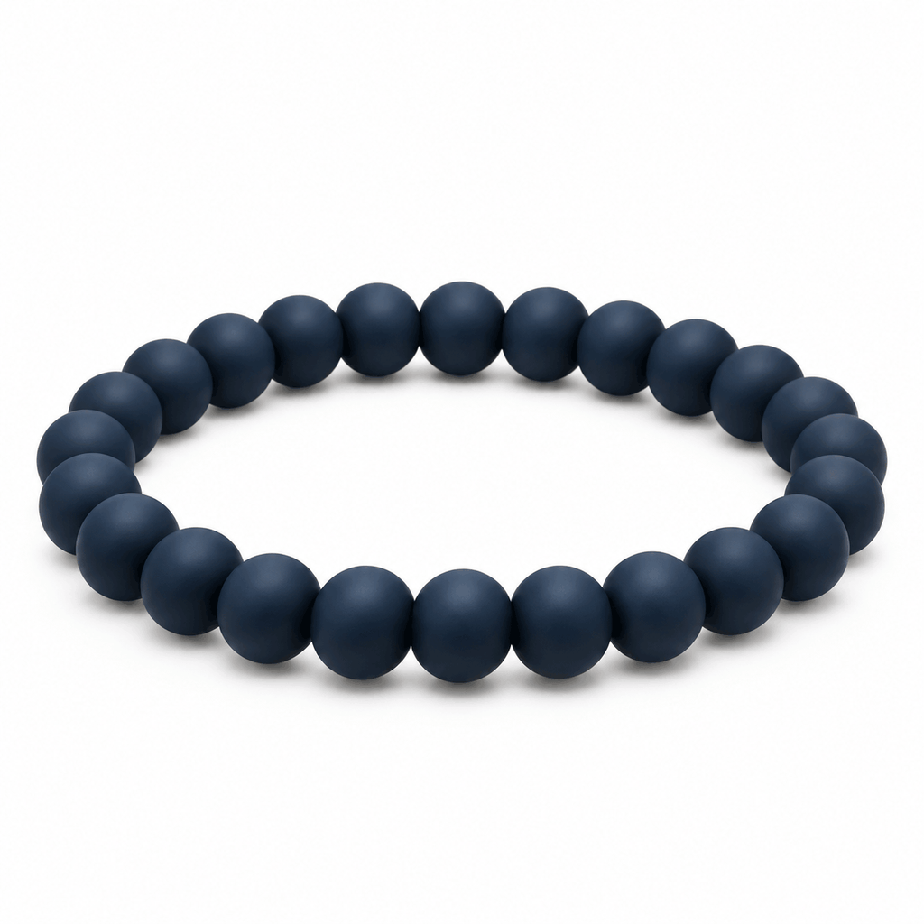 Blauwe Signature herenarmband met matte kralen