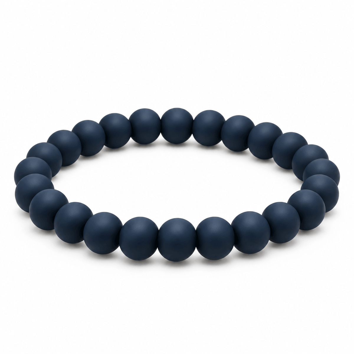Blauwe Signature herenarmband met matte kralen