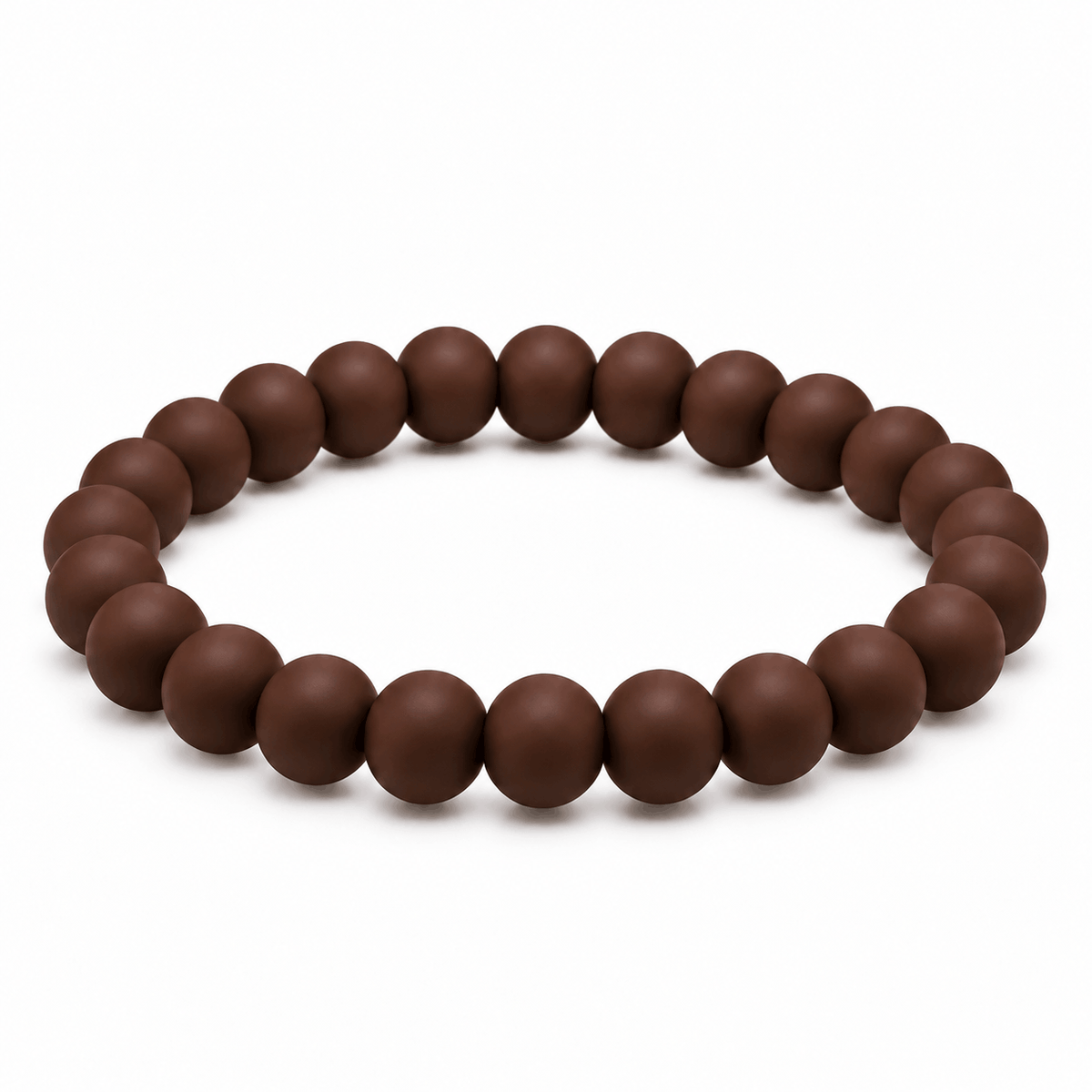 Signature herenarmband met matte koffiebruine kralen