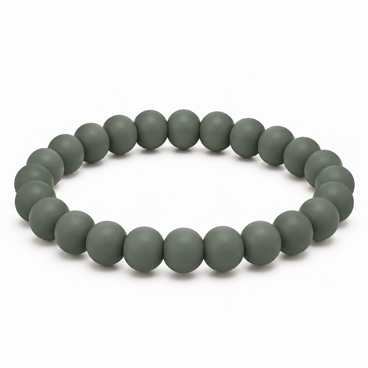 Signature herenarmband met matte grijsgroene kralen