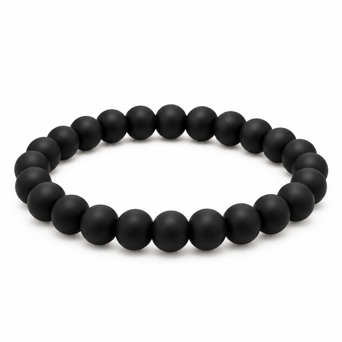 Zwarte Signature herenarmband met matte kralen