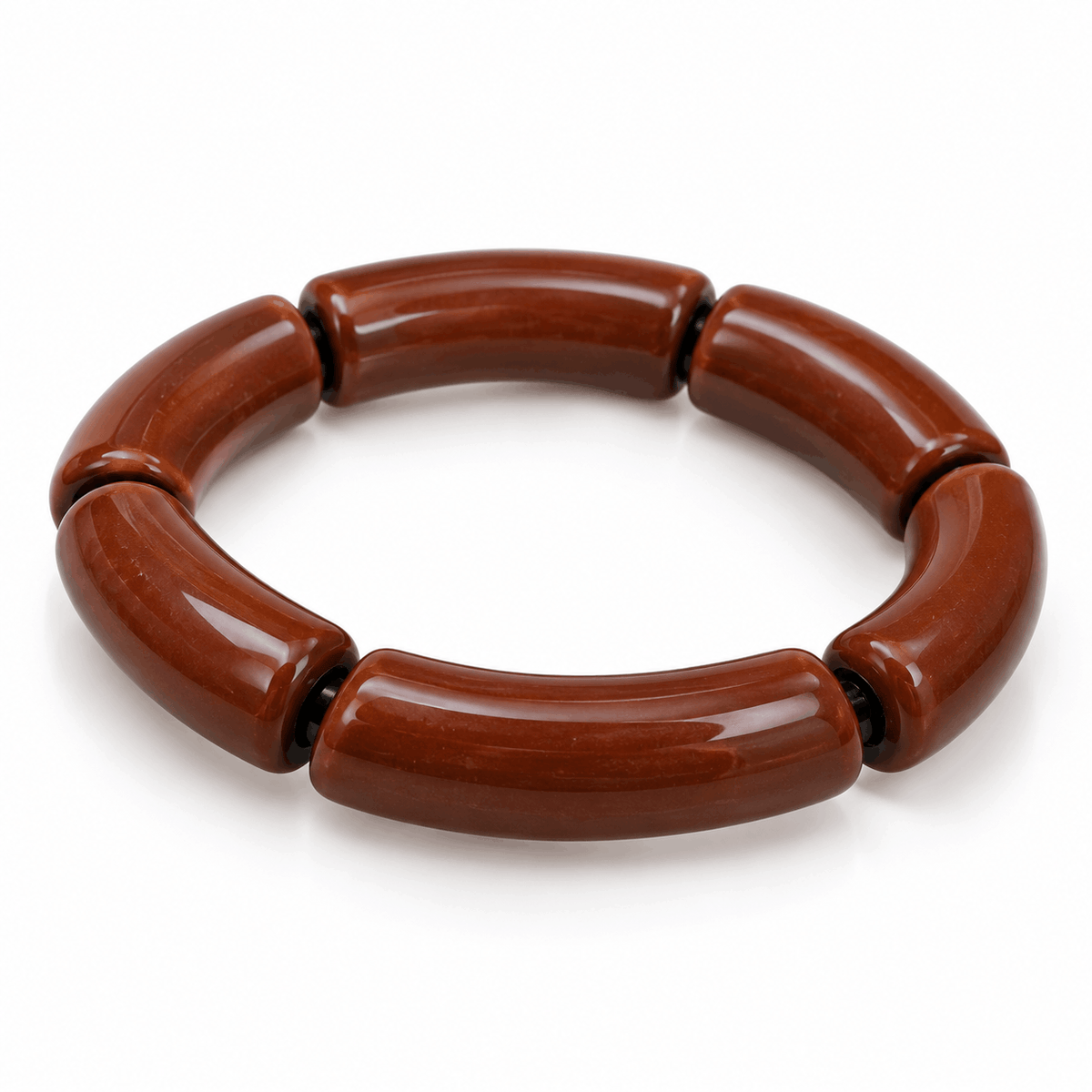 Terracotta tube armband met glanzende kralen van Hippe Kraal